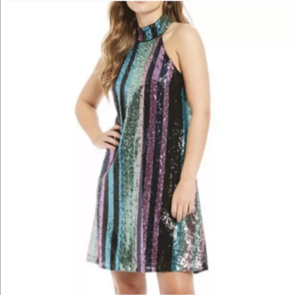 BADGLEY MISCHKA “MODELE” Sequin Halter 2 NEW